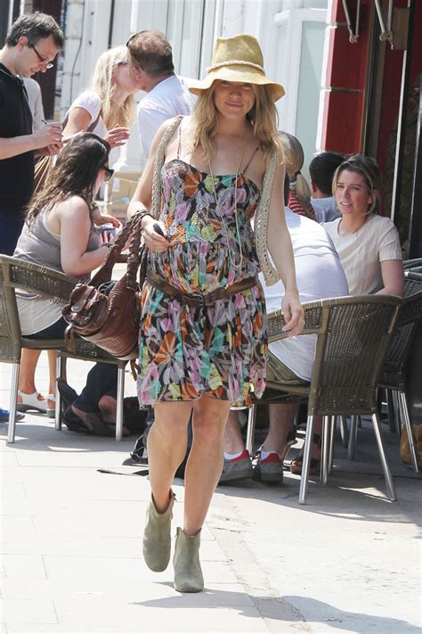 Sienna Miller Shows Off Baby Bump In Boho Dress During Hot Weather