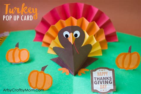 Diy Thanksgiving Turkey Pop Up Card Artsy Craftsy Mom