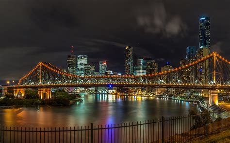 Herunterladen Hintergrundbild Story Bridge Brisbane Australien Abend