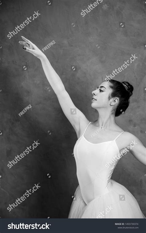 Side View Smiley Ballerina Greyscale Stock Photo 1493730374 Shutterstock