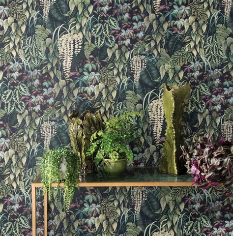 Green Wall Wallpaper In Emerald Green From The Folium Collection By Os