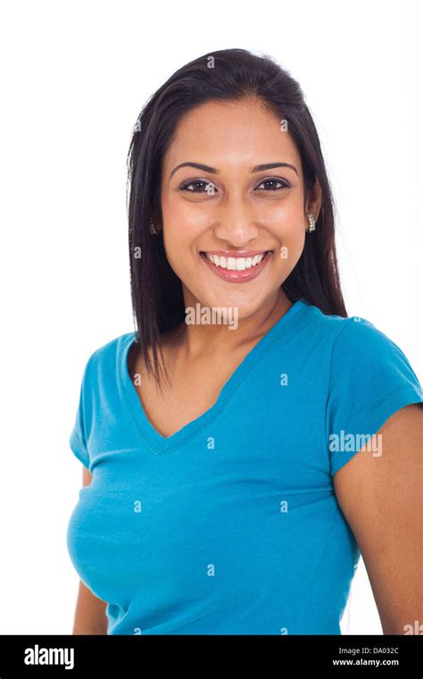 Portrait Of Beautiful Indian Woman Isolated Over White Background Stock
