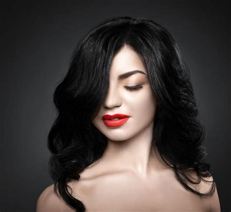 美丽的黑发女子，留着短发和性感的红唇。素材 高清图片 摄影照片 寻图免费打包下载