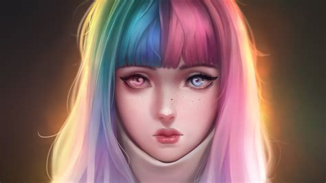 Anime Girl Colorful Hairs 4k Wallpaper Hd Anime Wallpapers 4k Wallpapers Images Backgrounds