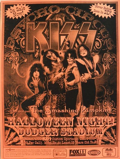 Kiss Smashing Pumpkins Halloween Night 1998 L A Concert Tour Poster Kiss Concert Concert