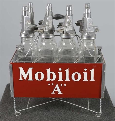 Lot Detail Mobil Filpruf Oil Bottle Rack Restored