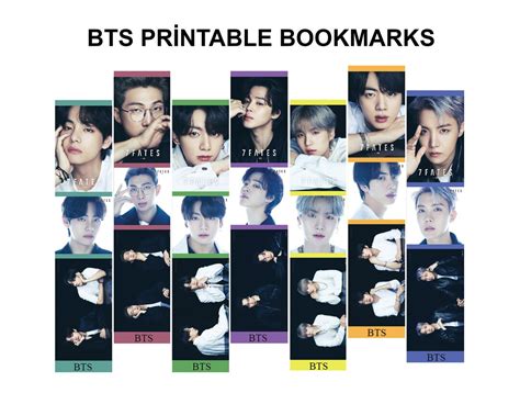 Bts Bookmarks Printable Digital Download Kpop Print N Cut Army