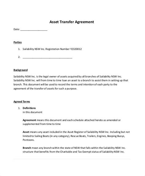 Ownership Transfer Agreement Template