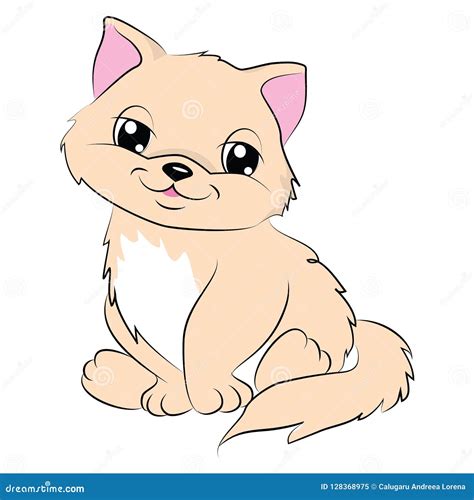 Pink Cartoon Cute Cat Vector Illustration Design Stock Vector