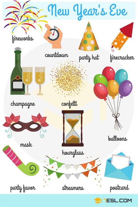Happy New Year New Year Vocabulary Words 7esl