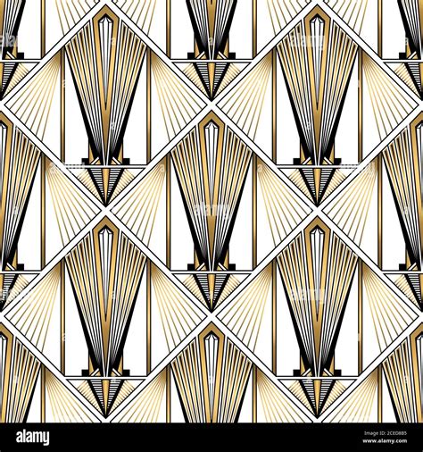 Art Deco Pattern Vector Gold Black White Background Stock Vector Image