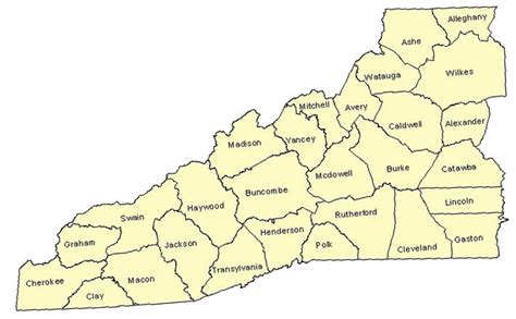 Map Of Western North Carolina Counties Hiking In Map