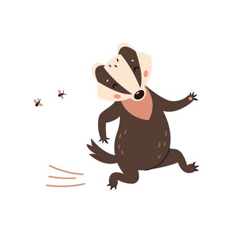 100 Standing Badger Cartoon Character Vector Illustration
