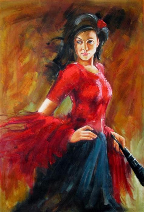 Flamenco Dancer Painting Oil Painting On Canvas Signed Painting On Canvas Modern Art Woman