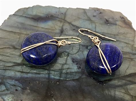 Lapis Lazuli Earrings And Necklace Set K Gold Filled Wire Hooks Chain
