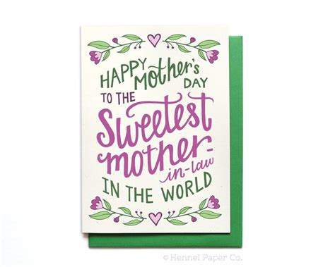 Mother In Law Mothers Day Card Floral Sweetest Mother In Law
