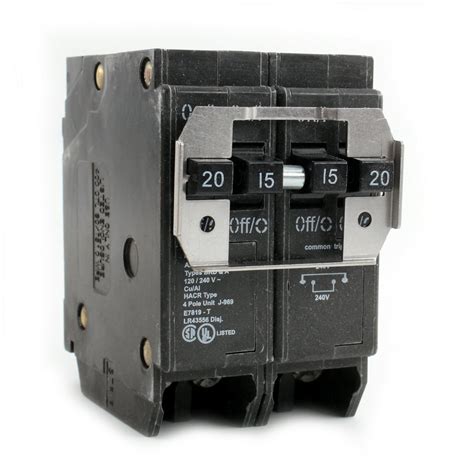 Eaton Bqc220215 Quadplex Circuit Breaker 20 Amp 2 Pole And 15 Amp 2