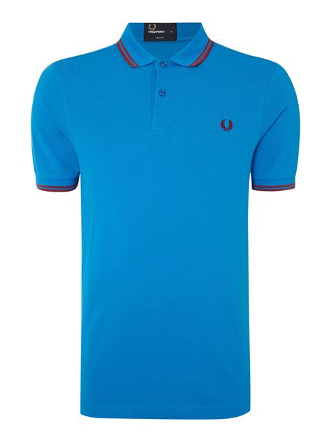 Fred Perry Plain Slim Fit Polo Shirt In Blue For Men Bright Blue Lyst