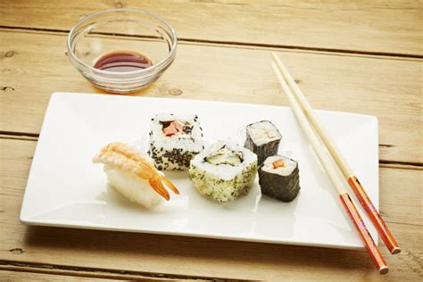 Sushi With Chopsticks Stock Photo Image Of Eating Prawn 39622196