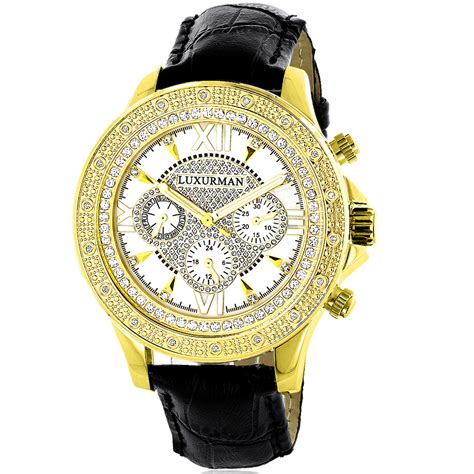 Luxurman Watches: Mens Diamond Watch 0.18ct