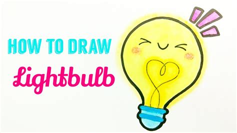 How To Draw Light Bulb 💡 Easy And Cute Light Bulb Lamp Drawing