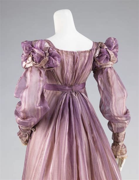1820 America Silk Ball Gown Vintage Dresses Fashion 19th Century