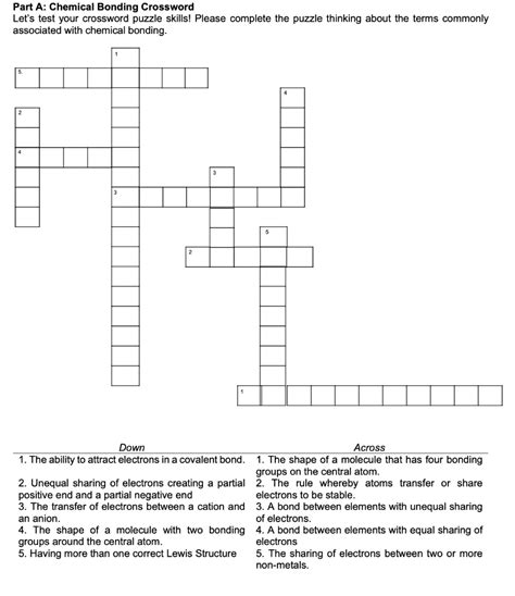 Solvedpart A Chemical Bonding Crossword Lets Test Your Crossword