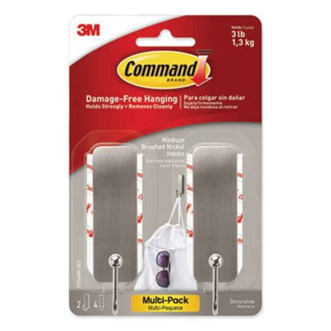 Command Hooks Brushed Nickel 2 Hook And 4 Stripspack