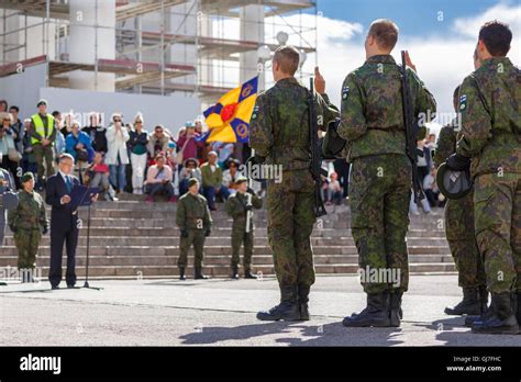 Finnish Conscripts Give Their Military Solemn Pledge In Public In Front