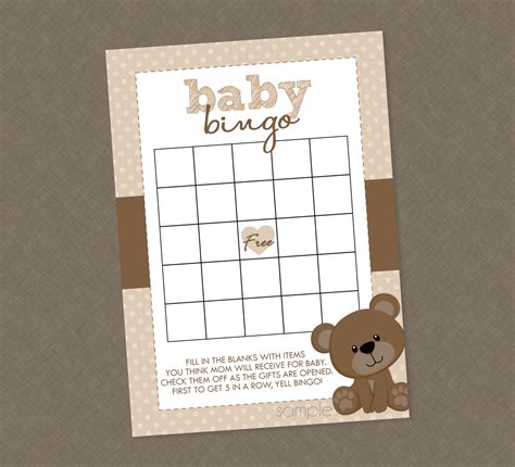 Teddy Bear Baby Shower Bingo Instant Download Bear Shower Games Baby
