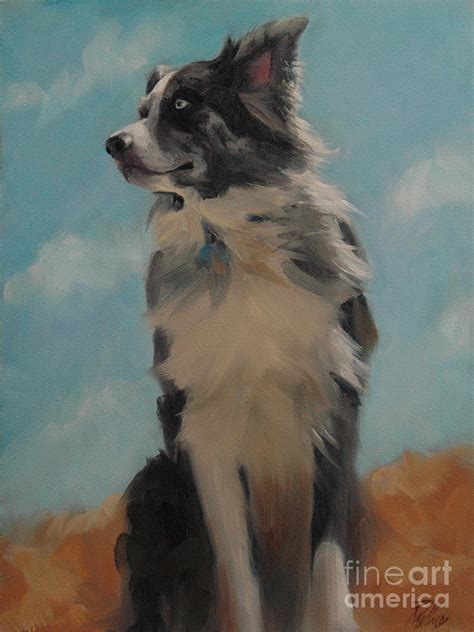 Australian Shepherd In Desert Painting By Pet Whimsy Portraits Fine
