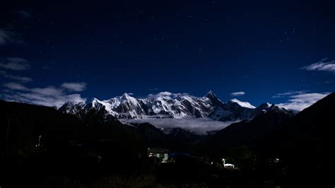 Gambar Pemandangan Gunung Salju Pegunungan Berkemah Langit Malam