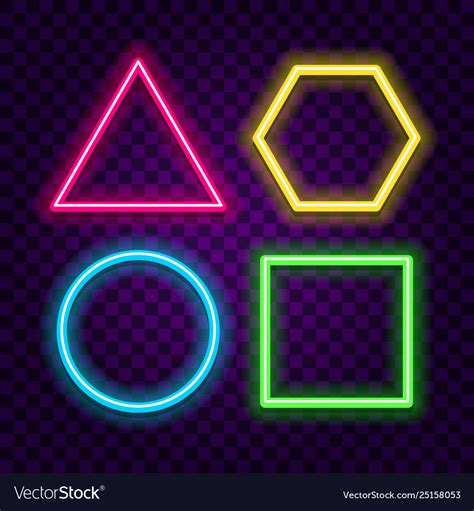 Simple Geometric Shapes Neon Signs Set Royalty Free Vector