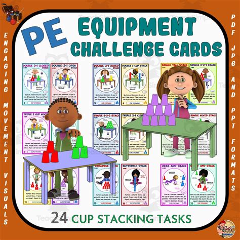 Pe Equipment Challenge Cards Cup Stacking Tasks By Teach Simple