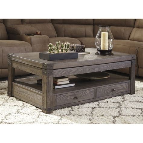 Lift top coffee table with storage wooden coffee table hidden storage rising table lift top dining table for living room. Ashley Burladen Rectangular Lift Top Coffee Table in Grayish Brown - T846-9
