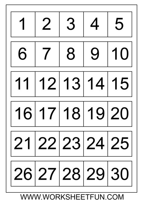 Printable Calendar Numbers 1 31 Calendar Printables Free Templates
