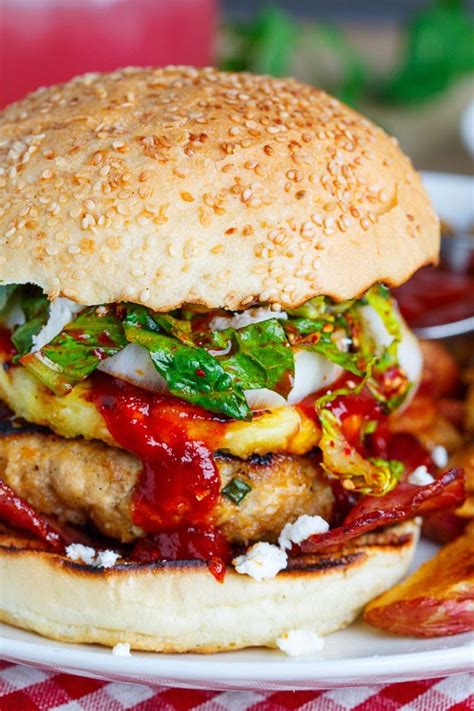 Would you like any vegetables in the recipe? Korean BBQ Chicken Burgers with Grilled Pineapple and Gochujang BBQ Sauce Recipe on Closet Cooking