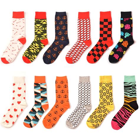 12 Pairlot Mens Funny Combed Cotton Socks Novelty Zebra Pattern Casual Crew Socks Dress Socks