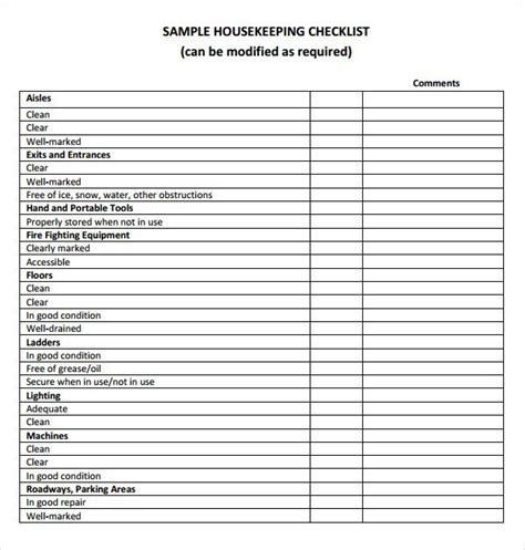House Cleaning Checklist 6 Free Download For Pdf Housekeeper