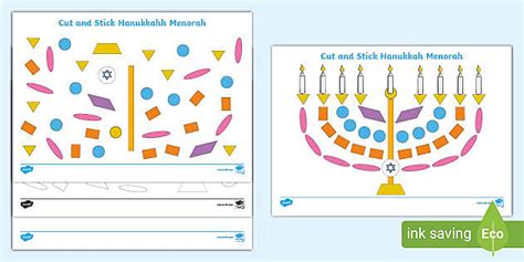 Hanukkah Menorah Cut And Stick Activity Eyfs Craft Twinkl