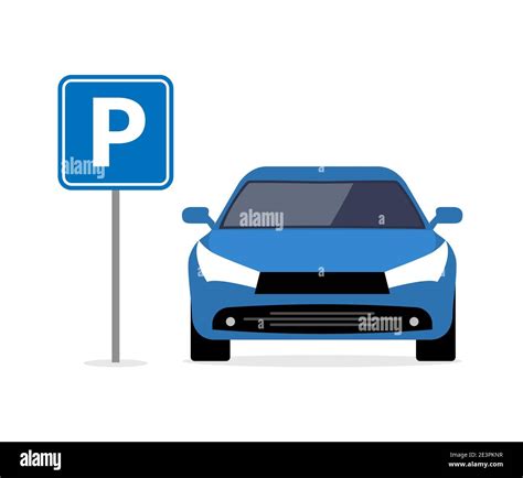Parking Car Spot Lot Vector Car Park Icon Front View Cartoon Flat Icon