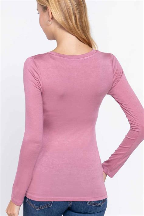 women s premium basic long sleeve round crew neck t shirt top warm soft ebay