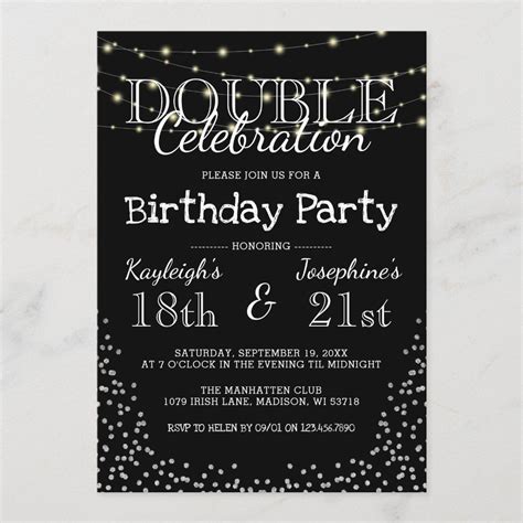 Elegant Double Celebration Birthday Party Invitation In