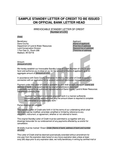 Letter Of Credit Example Fill Online Printable Fillable Blank
