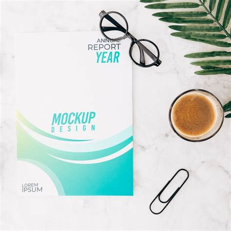 Free leaflet and flyer mockups for your work available for free download. Flat lay cover mockup on workspace PSD file | Free Download