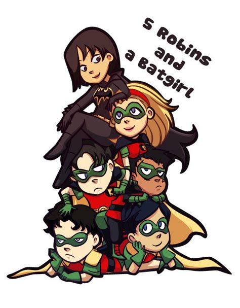 5 Robins And A Batgirl By Gabzillaz On Deviantart