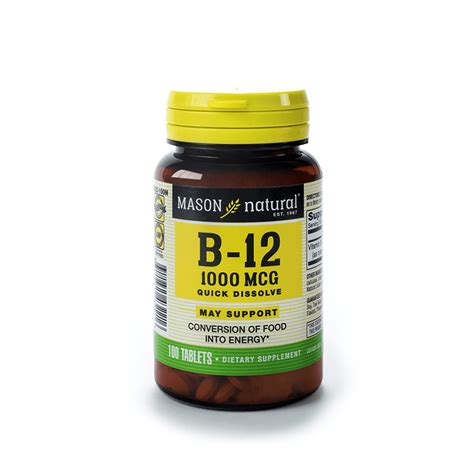 Vitamina B12 1000 Mcg Sublingual Mason Natural 100 Tabletas Oechsle