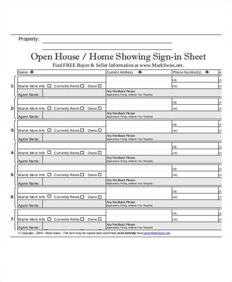 open house sign in sheet templates 12 free pdf