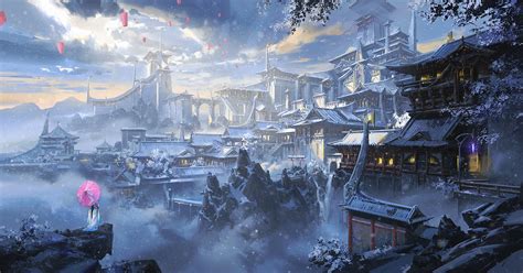 Enchanted Snow City Hd Wallpaper By Ling Xiang
