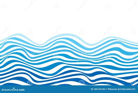 Blue Ocean Wave Lines Abstract Vector Background Stock Illustration